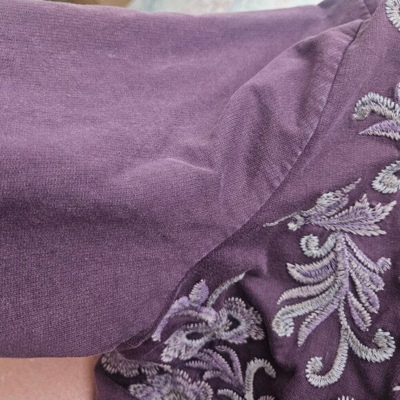 Coldwater Creek wine boho Hippie embroidery tunic shirt XLP - Picture 7 of 10